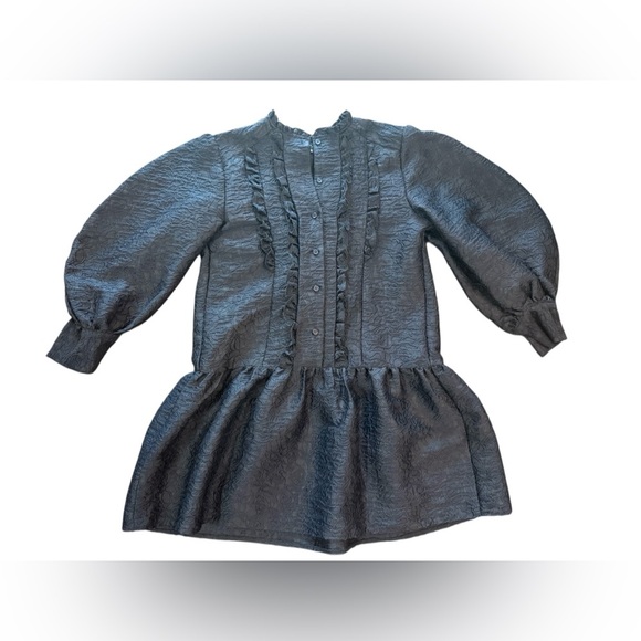 Sister Jane Navy Blue Balloon Sleeve Embroidered Dress Size XS - Picture 3 of 12